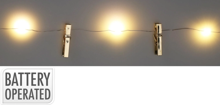 Jõuluteemaline LED-valgustus klambritega 0,9 m, soe valge (10-osaline komplekt)
