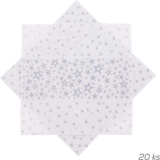Hõbedaste tähtedega pabersalvrätikud 33 × 33 cm, 20 tk