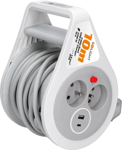 Solight pikendusjuhe rullil 10 m USB-A ja USB-C-ga