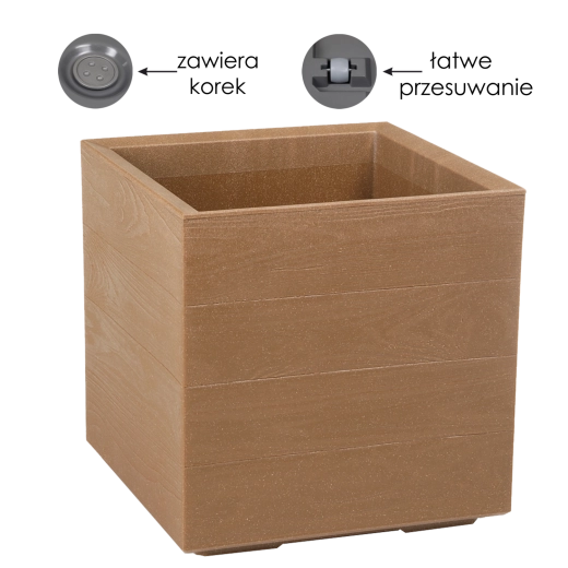 Lamela Karo Eco Wood lillepott loodusliku puidu imitatsiooniga 39 cm