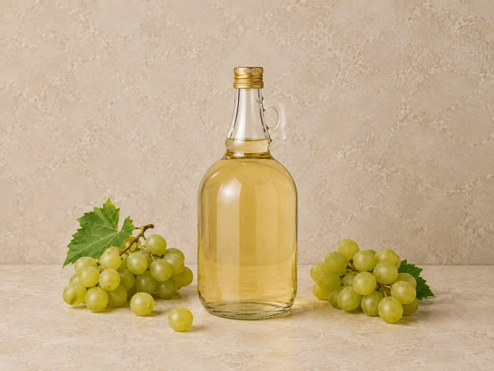 Clear glass and handle around the neck