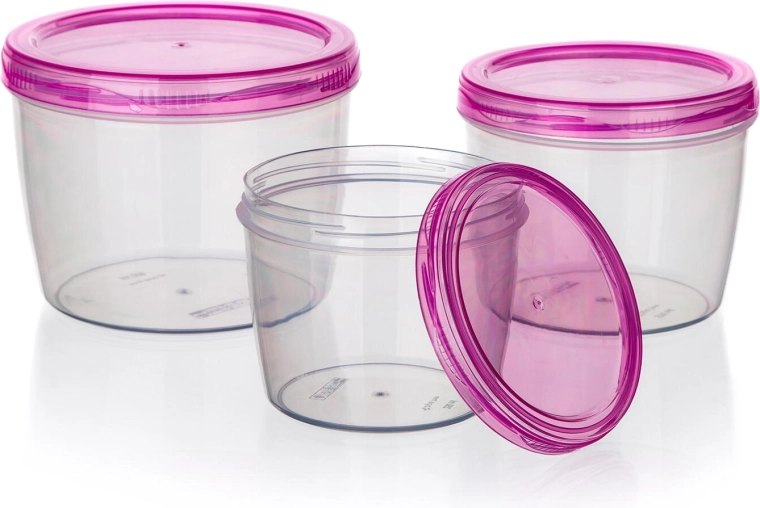 Ümmarguste plastist toidukarpide komplekt 3 tk