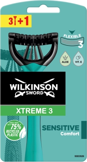 Wilkinson Xtreme 3 Sensitive ühekordsed raseerijad tundlikule nahale (3+1 tk)