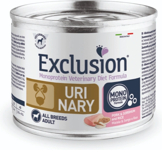 Exclusion UM20 Urinary konserv koertele 200 g, sealiha sorgo ja riisiga