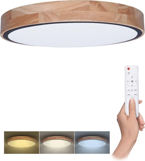 Solight LED-lae- ja seinavalgusti Iron Oak puldiga 48 W, 40 cm, hämardatav, CCT 3000–6500 K