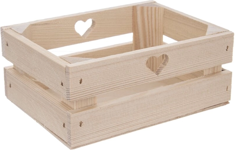 Wooden crate in industrial style with a heart, 20 × 14.5 × 8 cm