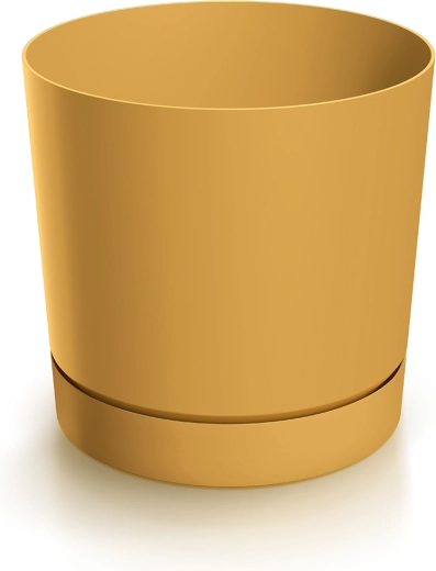 Lillepott alusega TUBO P 23,9 cm sinepikollane