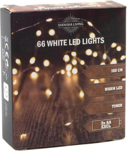 Valguskett taimeriga, 66 LED-i, 100 cm