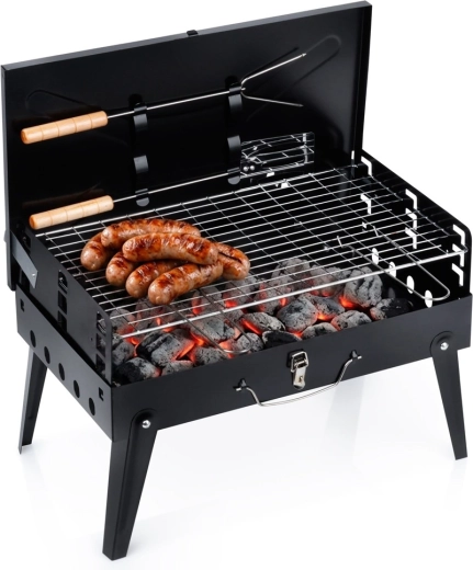 Vilde kokkupandav kaasaskantav söegrill kohvrikujulises korpuses koos tarvikutega 43 × 26 × 29 cm
