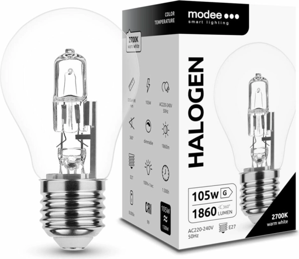 Modee halogeenpirn Classic A55 105 W E27, 1860 lm, soe valge, hämardatav