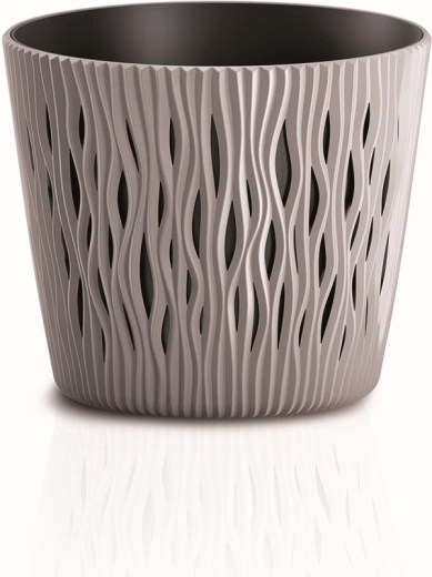 Sandy Round Flower Pot with Insert, mocha