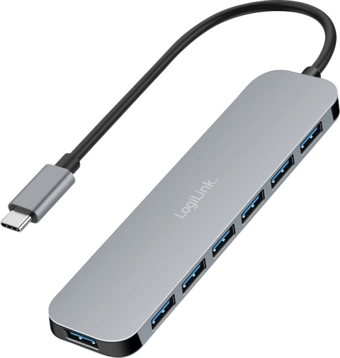 LogiLink 7-pordiline USB-C jaotur USB 3.2 koos USB‑A, 5 Gb/s ja 20 W toitega