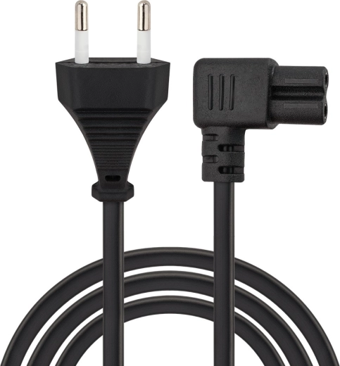 Savio CL-186 toitekaabel 2-pin C7 nurkliidesega 5 m