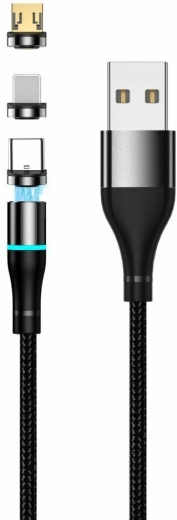 Setty magnetiline USB-kaabel 1 m, 2 A, nailon, must