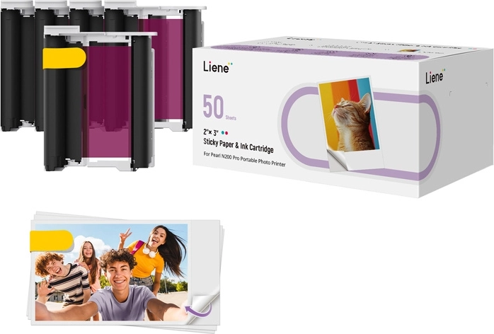 Liene 2×3" isekleepuv fotopaber, 50 lehte + 5 tindikassett