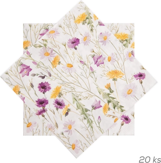 Pabersalvrätikud kevadlillede motiiviga 33 × 33 cm 20 tk lillad