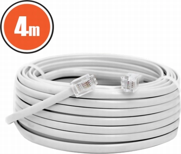 Telefonikaabel 6P4C, 4 m, valge