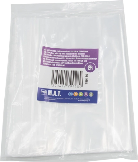 Kiirsulguriga LDPE kotid 25 × 35 cm, läbipaistvad, 25 tk
