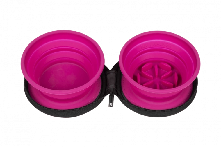 Reisi-kausside komplekt slow feeder’iga KIWI WALKER – roosa, 2 tk