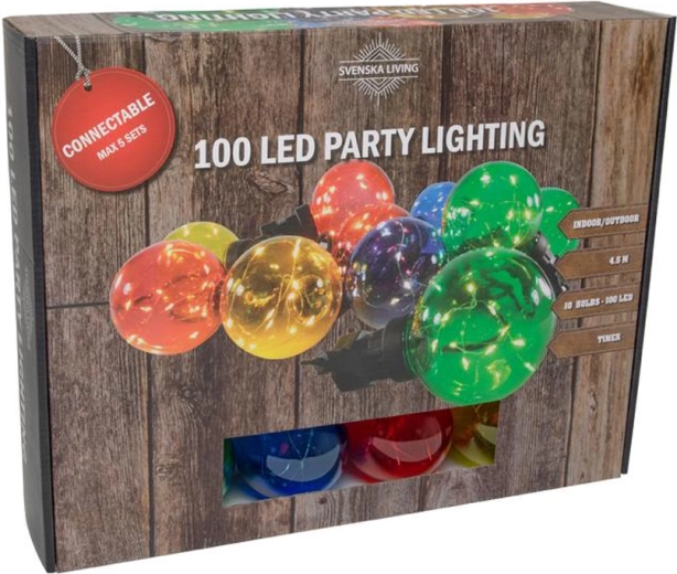 Peovalgustus 10 värvilise kuuliga taimeriga, 100 LED-i, 4,5 m