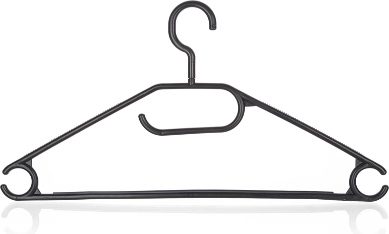 Pöörleva konksuga mustad plastist riidepuud 40 cm (5 tk)