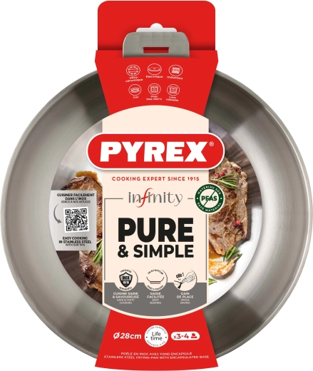 Pyrex Infinity roostevabast teraspann 28 cm eemaldatava käepidemega
