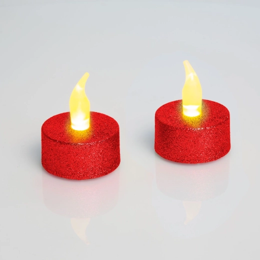 Punased LED-teeküünlad patareidega, 2 tk