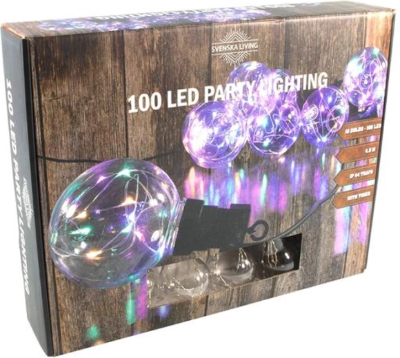 Peovalgustus vikerkaarekuulidega, 100 LED, 4,5 m, taimeriga