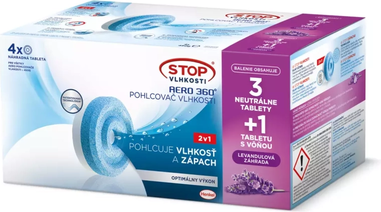 Ceresit Stop niiskuse vastu Aero 360° 2-in-1 asendustabletid, 3× neutraalne + 1× lavendel