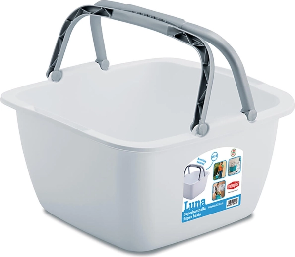 Ruudukujuline plastkauss LUNA 40 cm sangadega, 18,5 l