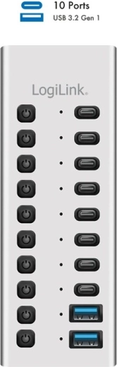 LogiLink USB 3.2 Gen 1 10-port USB hub USB-A/USB-C with switches