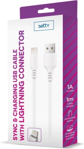 Setty USB–Lightning kaabel 1 m valge