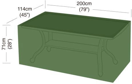 Katteplaat ristkülikukujulisele 8-kohalisele lauale 200 × 114 × 71 cm, PE 90 g/m², roheline