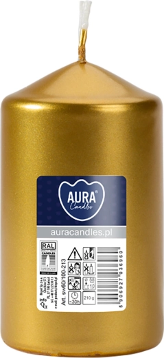 Metallic glossy pillar candle – Glossy metallic gold