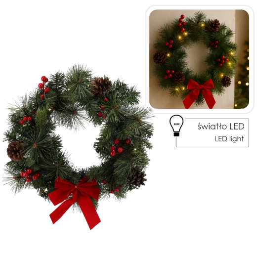 Jõulupärg LED-valgustusega 40 cm – punane