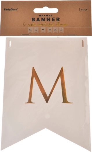 Paberist girland „Mr./Mrs.” valge ja kuldne