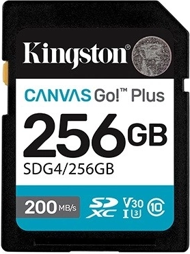 SD-mälukaart 256 GB Kingston Canvas Go Plus 200/160 MB/s C10 U3 V30