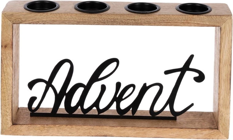 Adventküünlajalg mangopuidust ja metallist 32 × 5,5 × 17,5 cm
