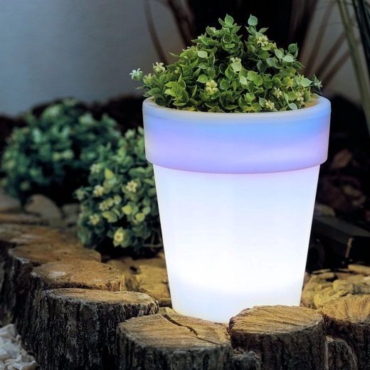 Päikeseenergial töötav valgustusega lillepott 4 külmvalge LED-iga, 16,5 × 19 cm