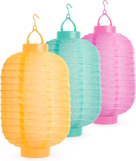 Päikeselatern 3 värvitoonis külmvalge LED-valgustiga, 21 cm – 1 tk