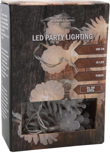 Valguskett taimeriga 10 LED männikäbi 100 cm