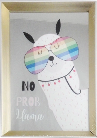 Pilt 20 × 30 cm raamiga, peegelpinna efekti ja laama motiiviga