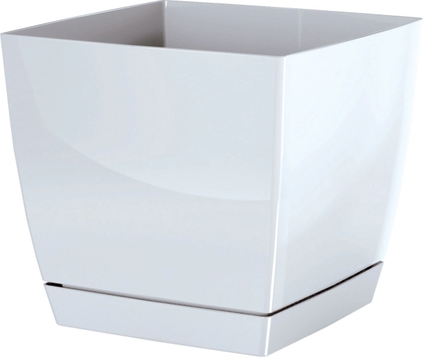 Lillepott Coubi Square alusega 18 × 18 × 16,5 cm, valge