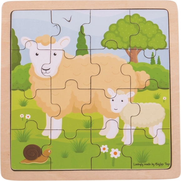 Puidust raampusle lammas tallekesega BIGJIGS TOYS, 18 tükki