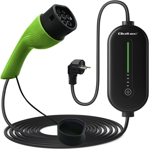 Reguleeritav mobiilne EV-laadija, Type 2, 3,5 kW, 230 V, LCD, LED, 5 m kaabel