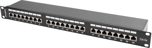 Patch panel 24 ports 1U category 5E black shielded