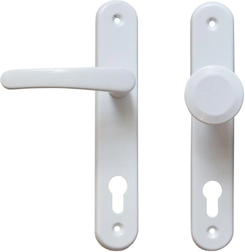 Uksehinged MICHAELA käepide + fikseeritud nupp koos südamikuga 90 mm, valge