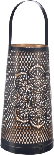 Metallist küünlahoidja Mandala must/kuldne 20 cm