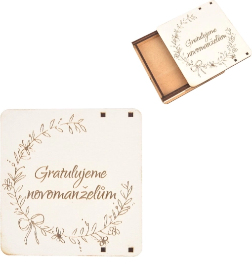 Kingituseks mõeldud puidust karbike „Palju õnne“ 10 × 10 cm
