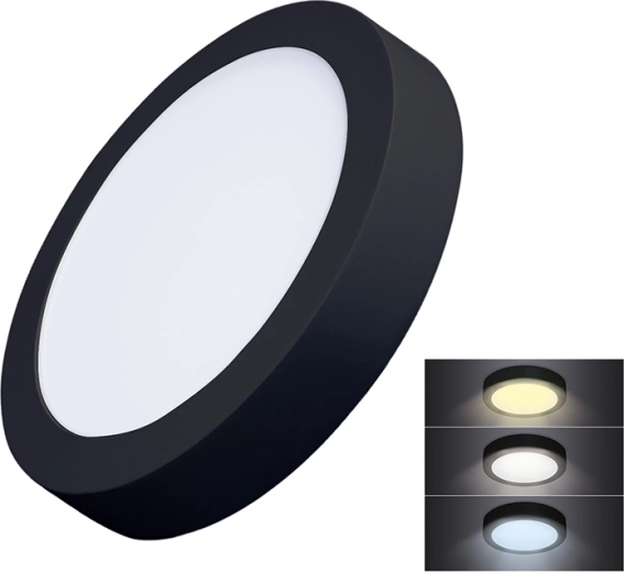 Solight pinnapealne LED mini-paneel CCT 18 W, ümmargune, must